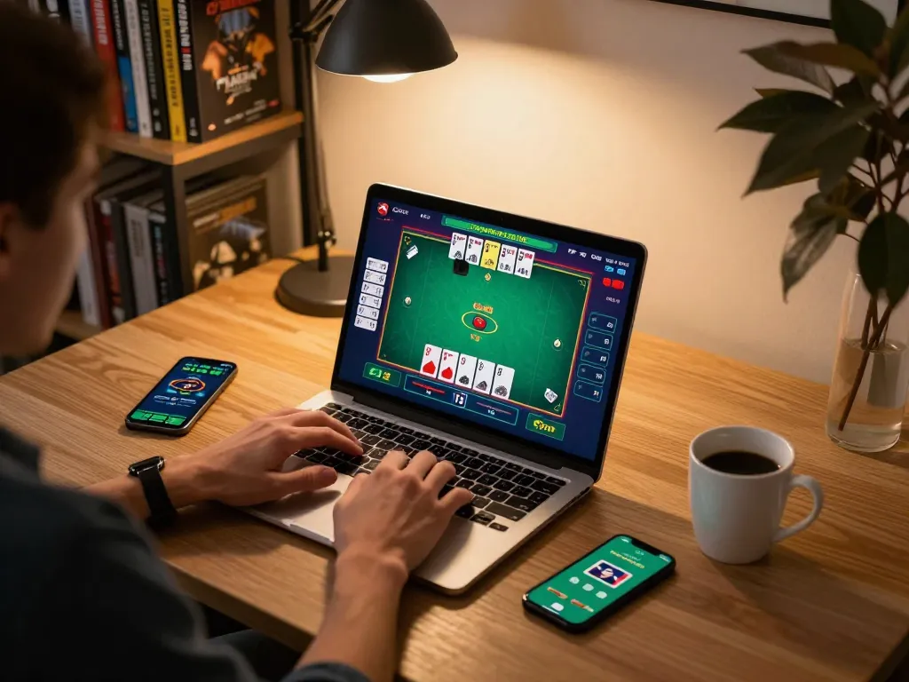 Engaging session of online poker gameplay with max 79 strategy, showcasing a player focused on the live game.