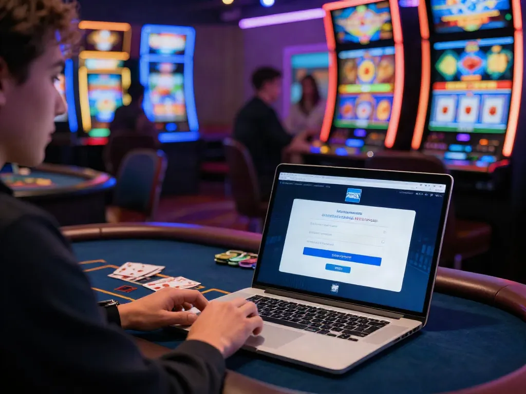 Player exploring exciting AMEX casinos in a vibrant online gaming environment.