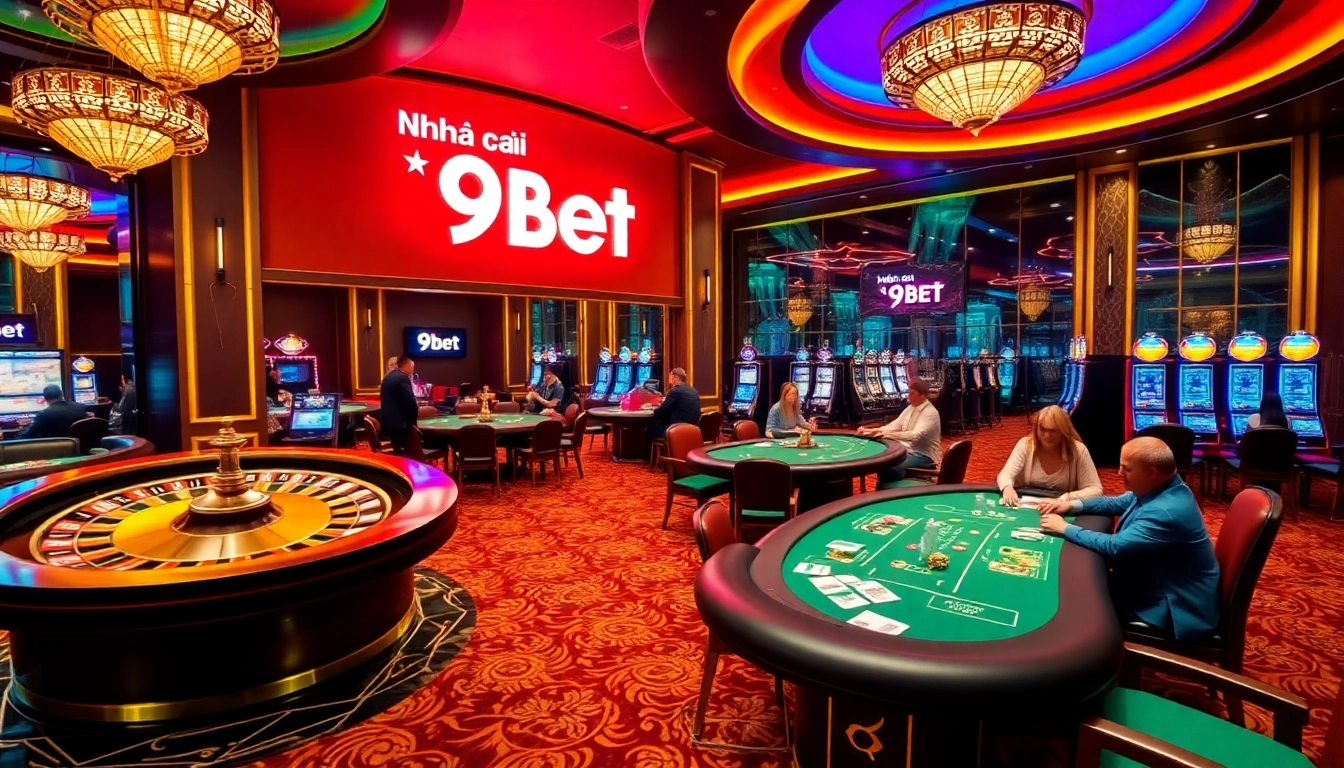 Nha cai 9BET offers an exciting casino experience with poker tables and roulette wheels.
