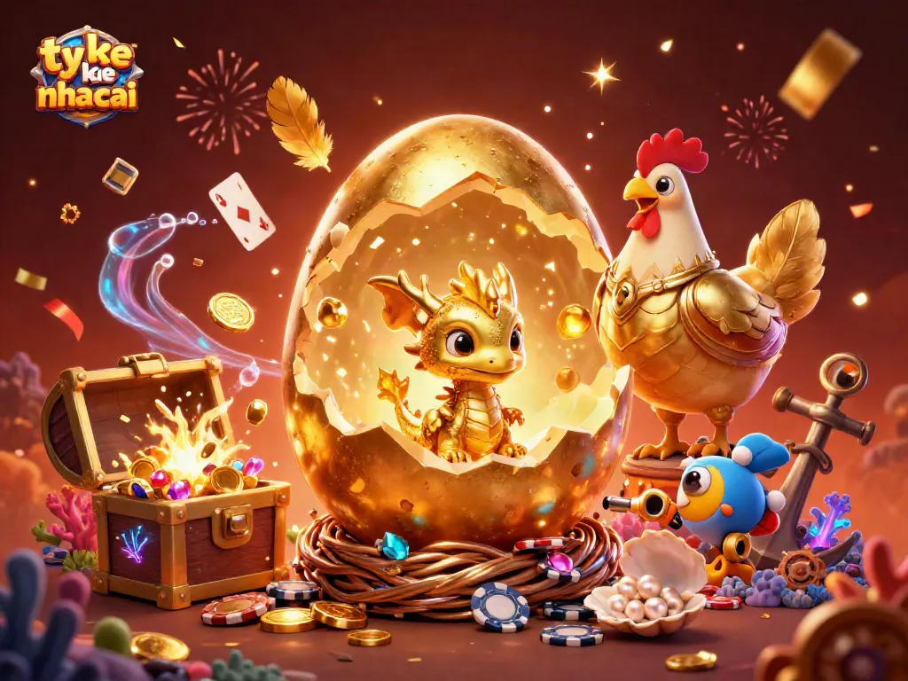 Bet on ty le keo nha cai with thrilling visuals of a golden baby dragon and poker chips.