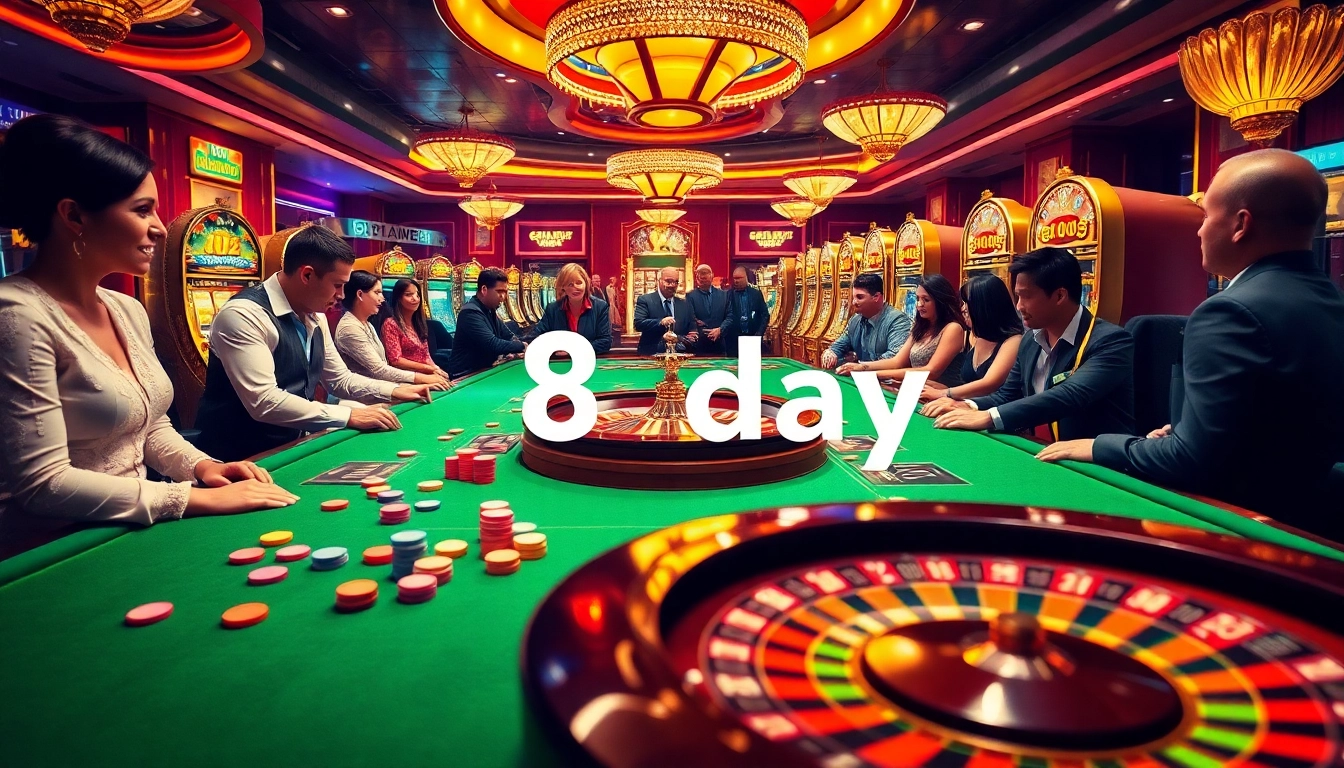 Experience thrilling gaming action at 8day's luxurious casino with vibrant tables and exciting gameplay.