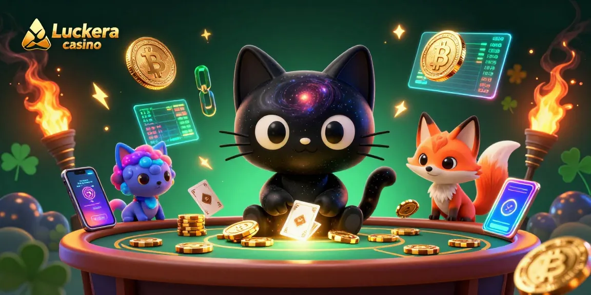 Engage in thrilling gameplay at Luckera casino with vibrant cosmic elements and cryptocurrency excitement.
