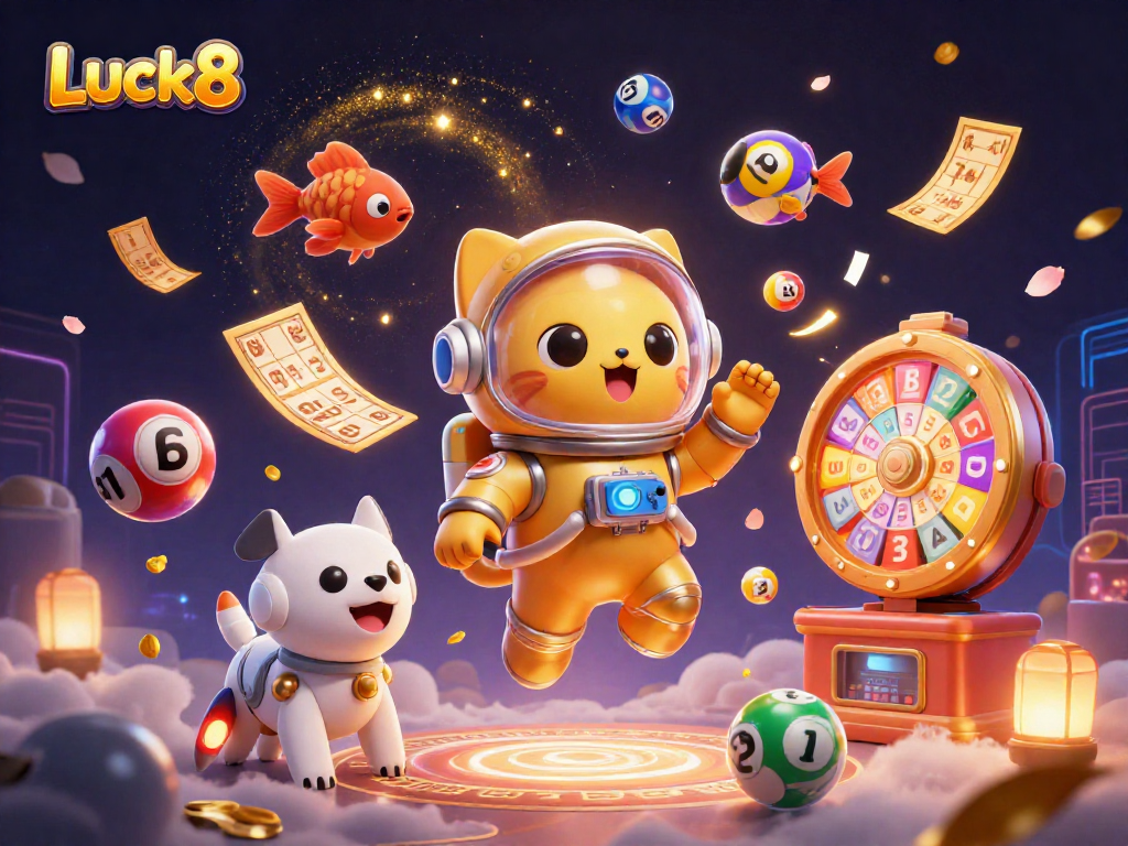 Experience excitement at Luck8 with unique 3D gaming elements and vibrant characters in a dynamic casino scene.