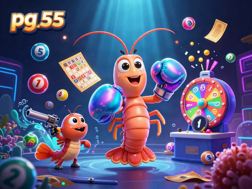 Experience dynamic gambling excitement with pg 55 as colorful lottery balls and vibrant game elements fill the scene.