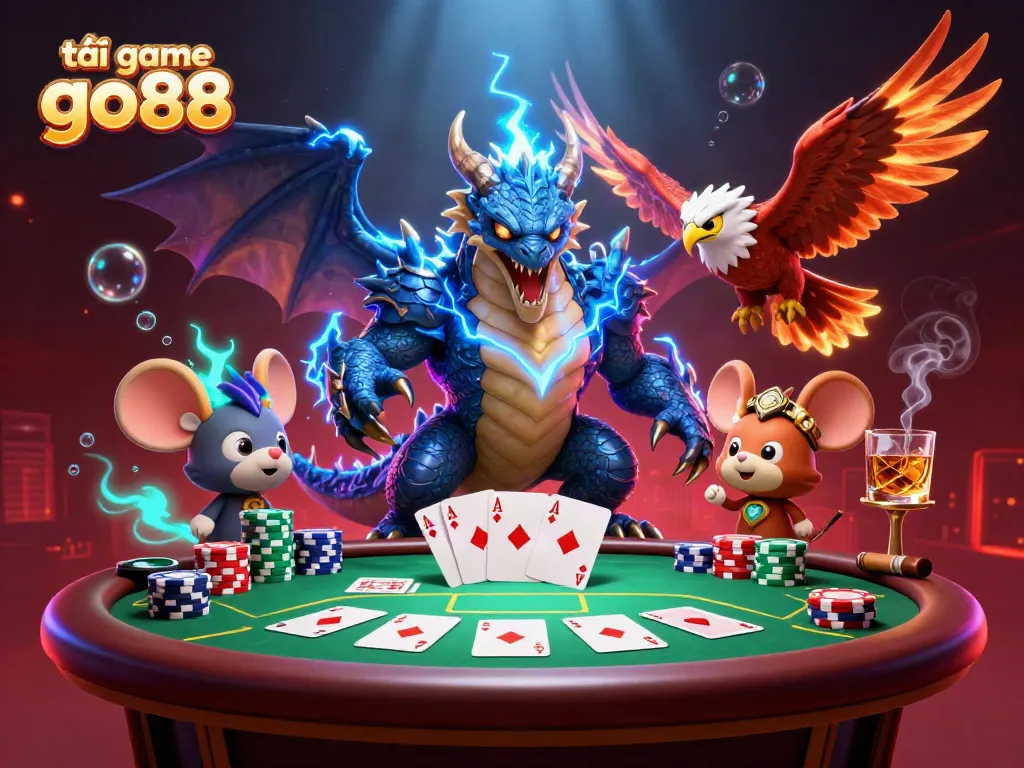 Engage in exciting gameplay with tải game go88, featuring vibrant dragons and poker action.