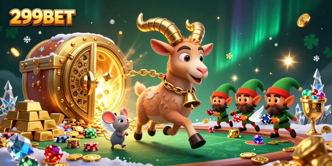 Experience the excitement of 299BET at a vibrant online casino with Krampus and festive characters.