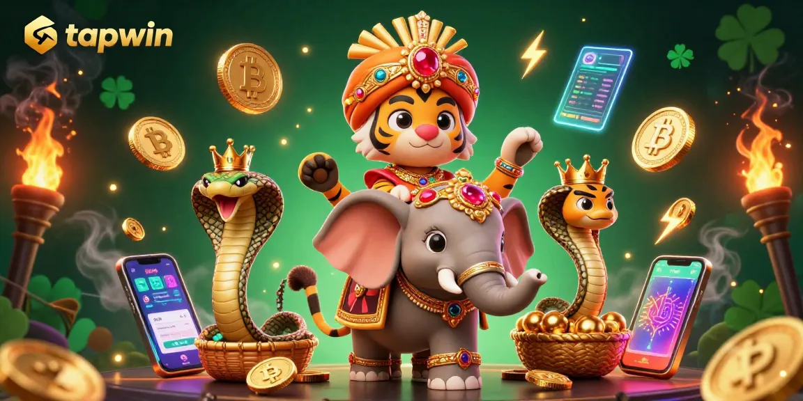 Experience the excitement of tapwin with vibrant casino-themed 3D illustration showcasing endless game opportunities.
