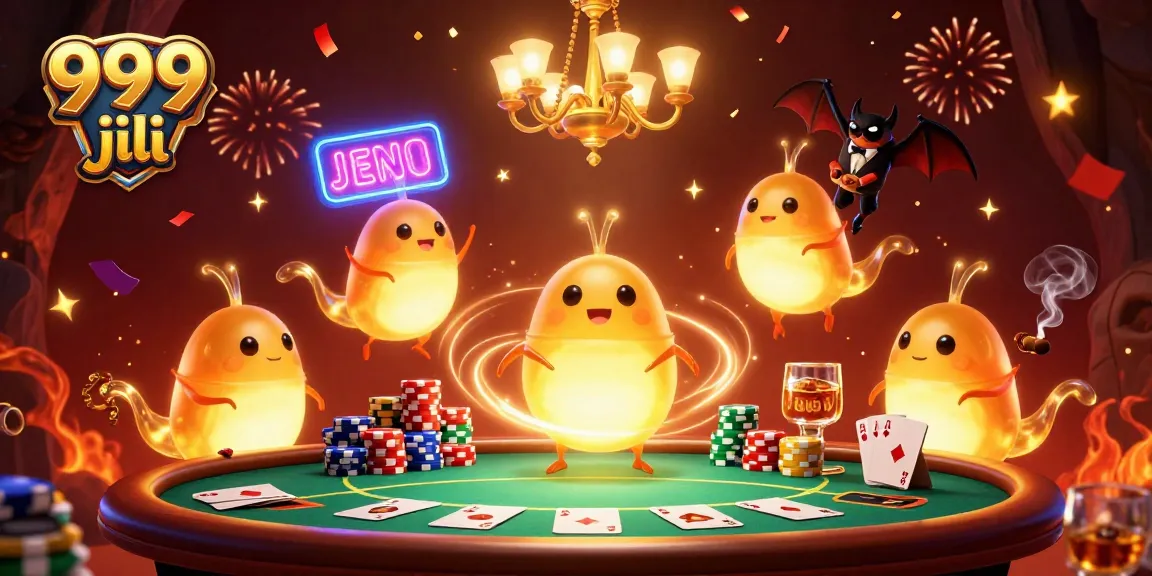 Experience exciting gameplay at 999 jili with vibrant bioluminescent characters lighting a cave casino.